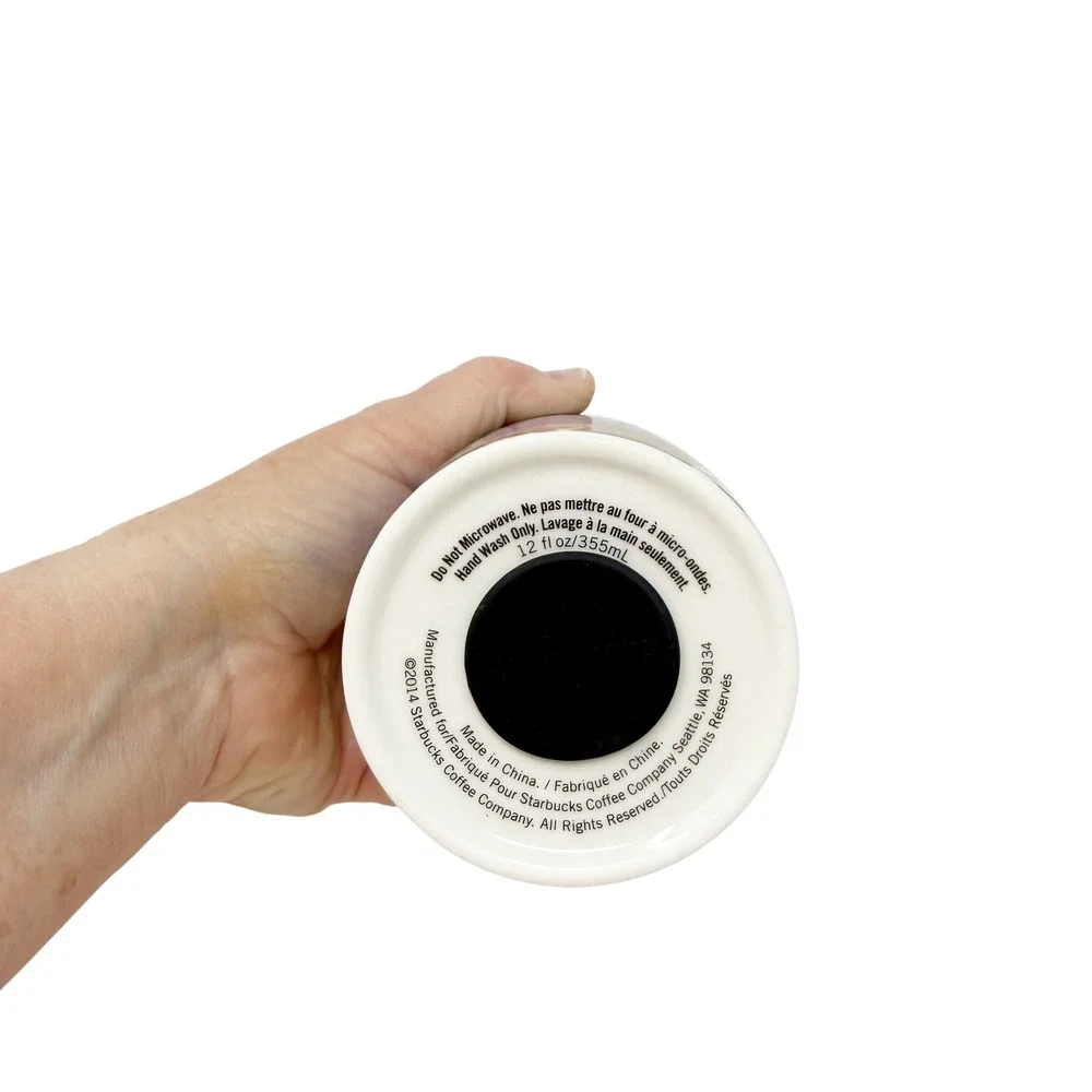 Starbucks 2014 Ceramic Beetle Flower‎ Traveler Dot Collection with Gold Lid